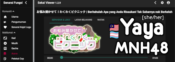 Pengepala profil yang khusus untuk Sekai Viewer